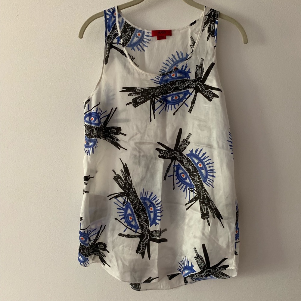 Hugo Boss silk tank, evil eye print, size 2